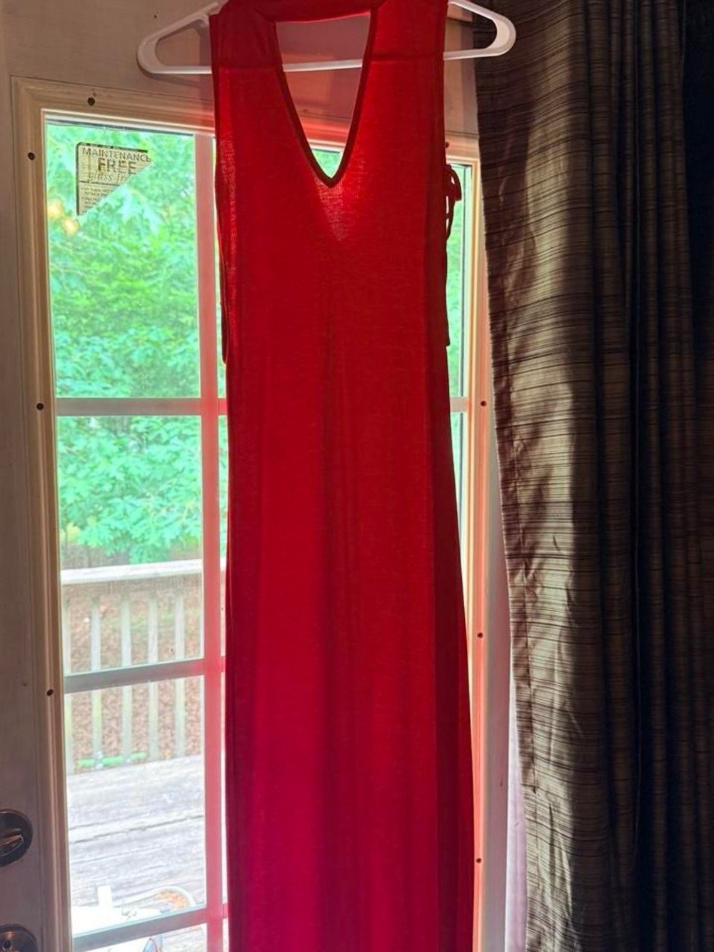 Soprano Red Sleeveless Maxi Dress with V-Neck